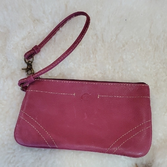 Red Leather Wristlet 4 X 7 Bag - Picture 1 of 9